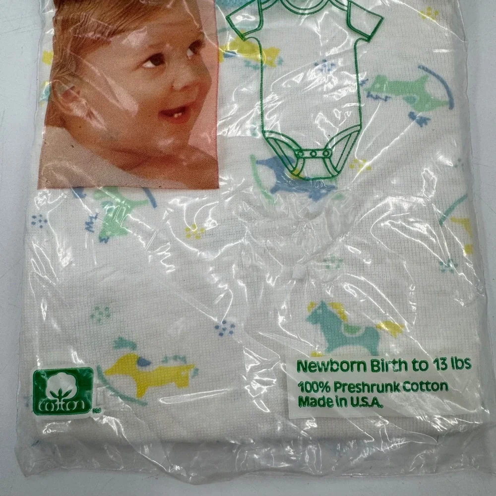 Vintage Curity Newborn Birth to 13 lb One Piece Underwear Shirt Diaper Cover 80s